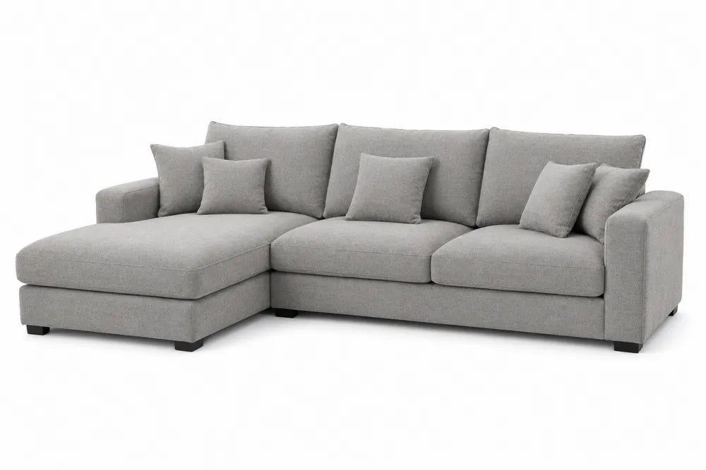 Sofa narożna z materiału bawełnianego szara 300 cm