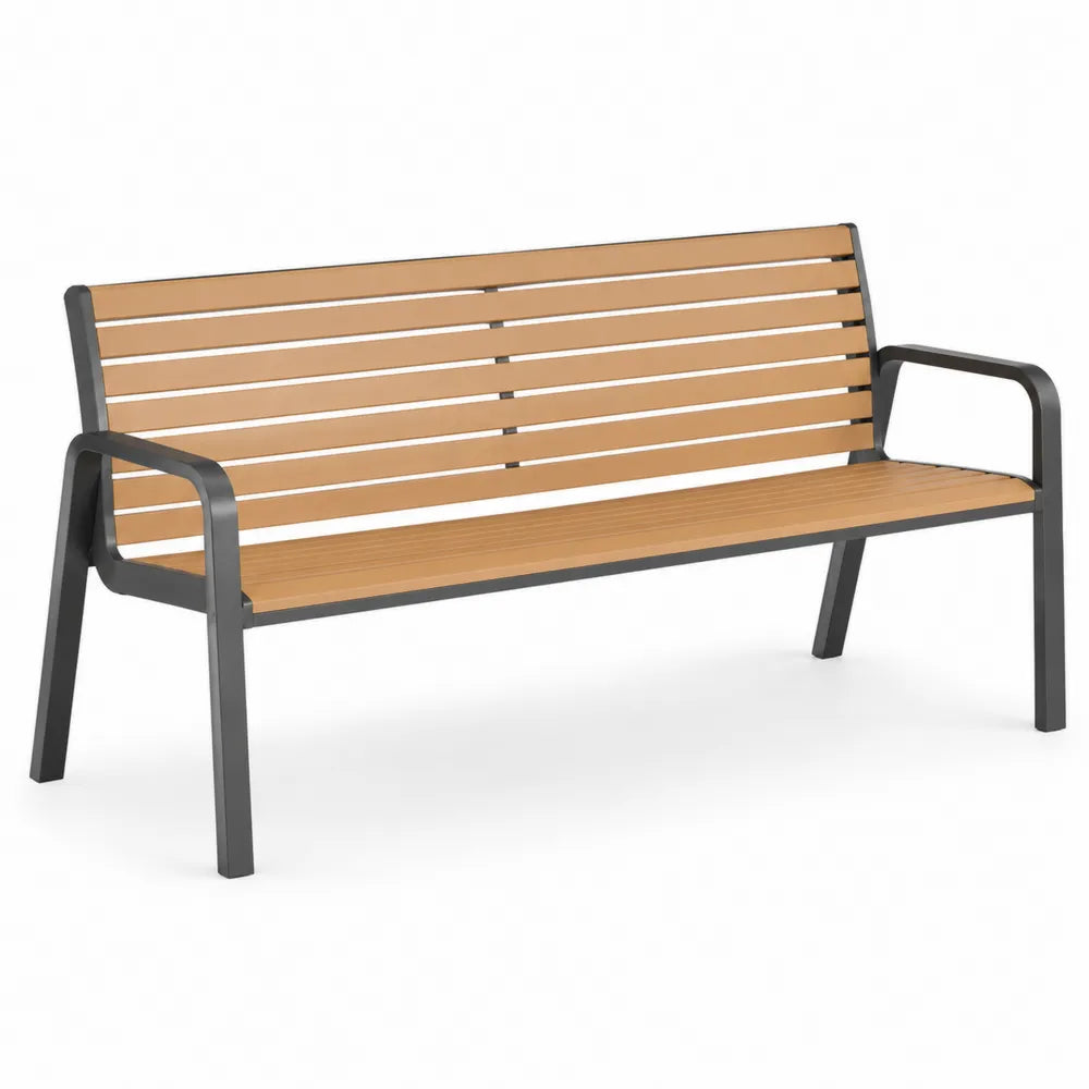 Ławka ogrodowa metalowa z siedziskiem z drewna kompozytowego 180 cm