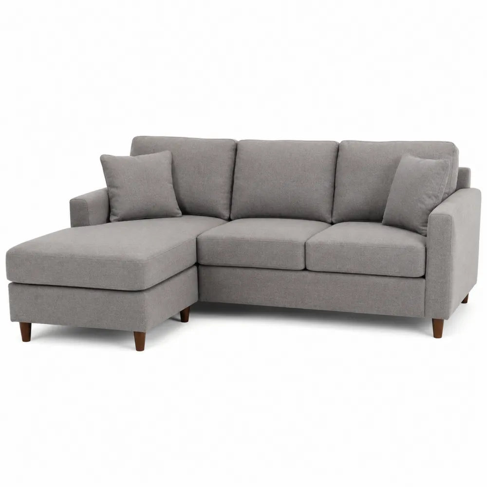 Sofa narożna z tkaniny w kolorze szarym z szezlongiem