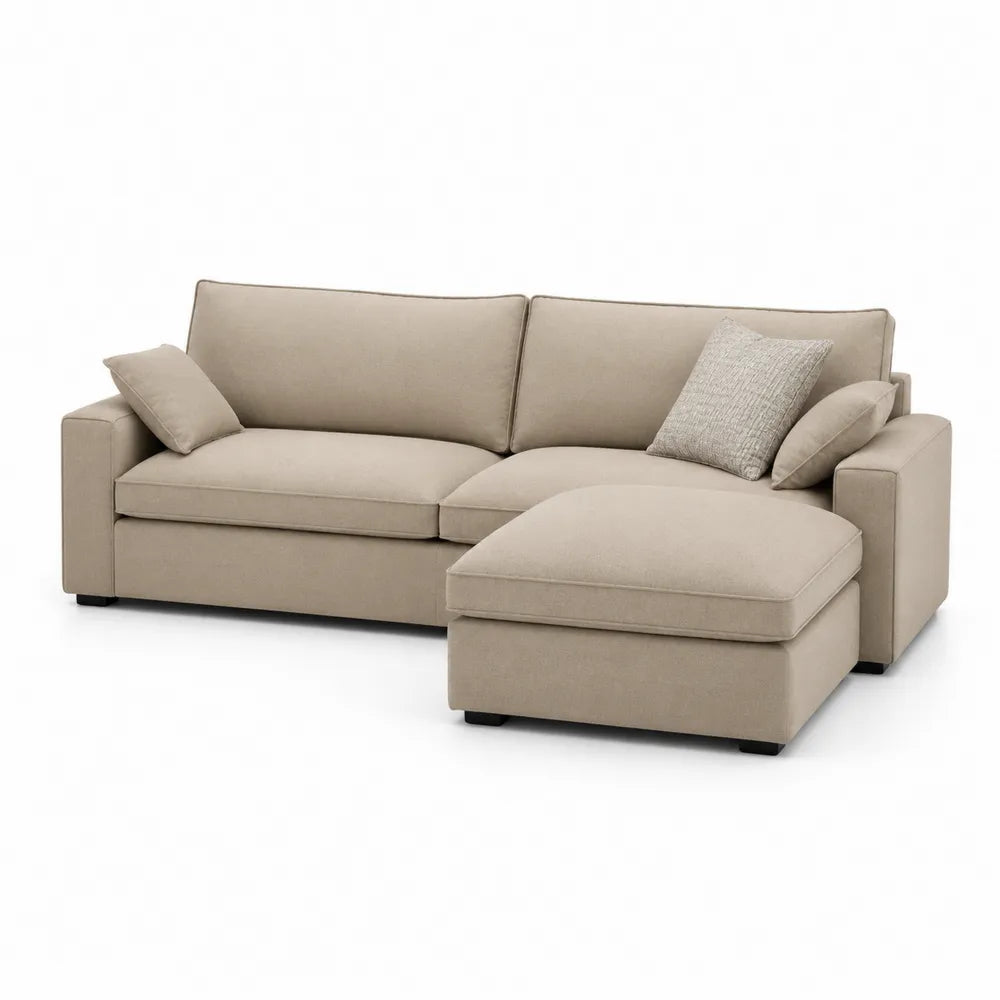 Sofa narożna beżowa z szezlongiem 250 cm