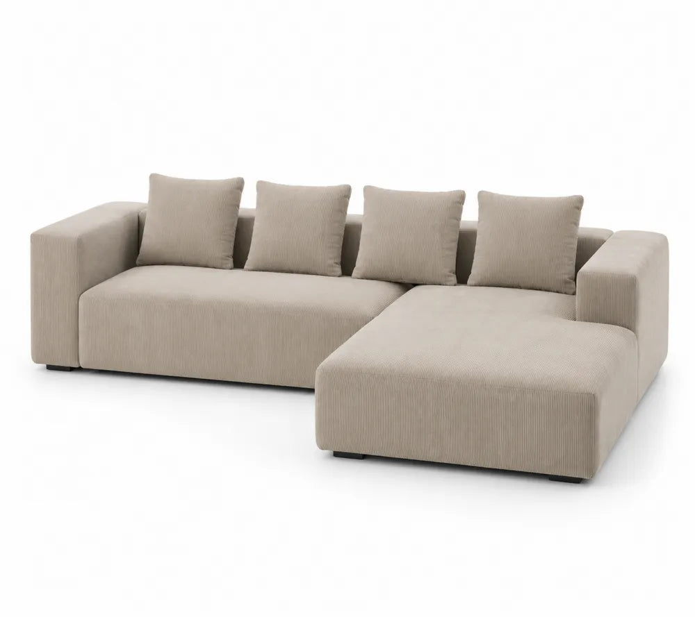 Sofa narożna tkanina bawełniana 290x160x85 cm Beżowy