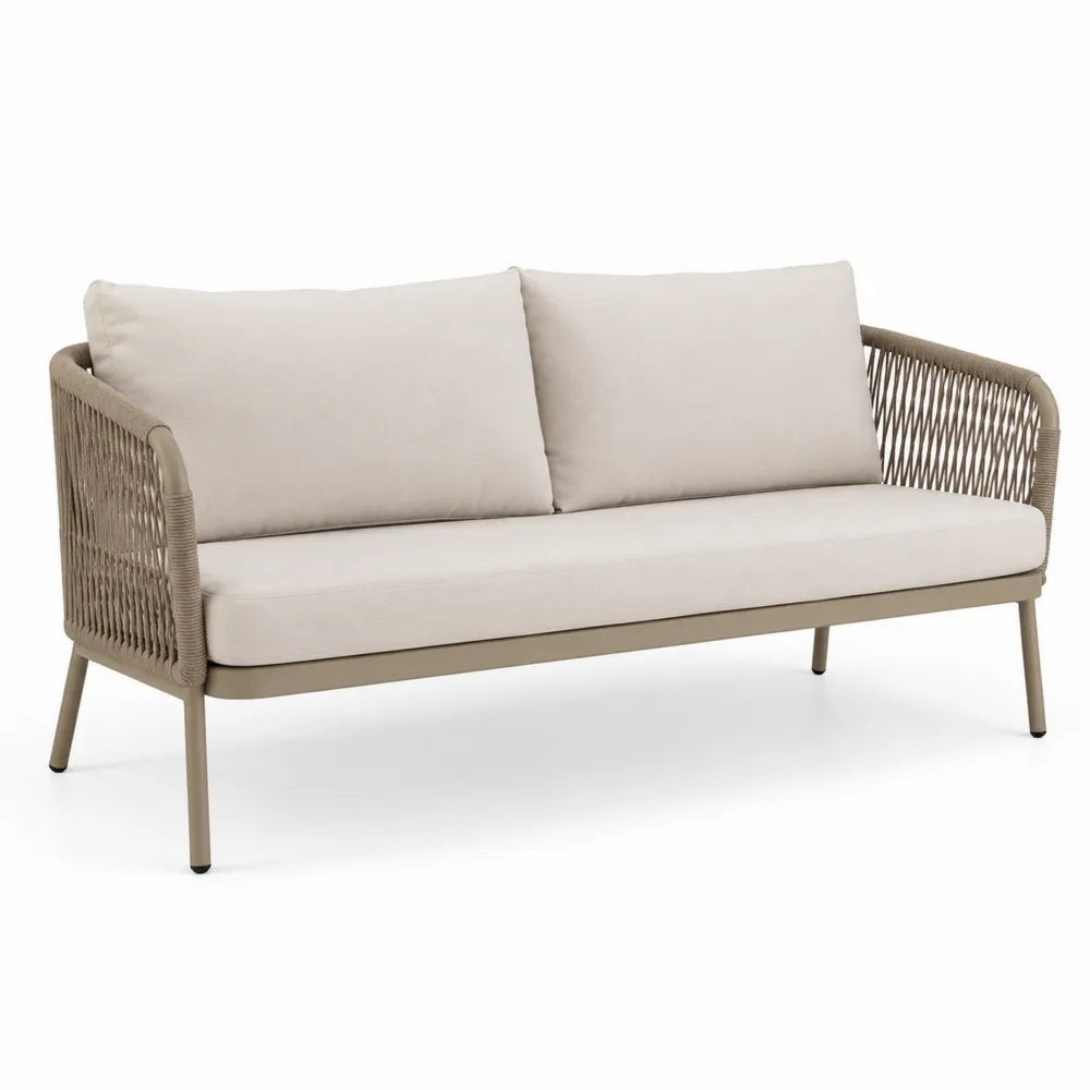 Sofa ogrodowa z aluminium z poduszkami, beżowa