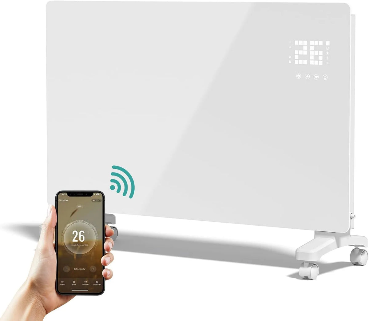 EMKE, Elektryczna grzejnik, 2000 W, WiFi, aplikacja, biały