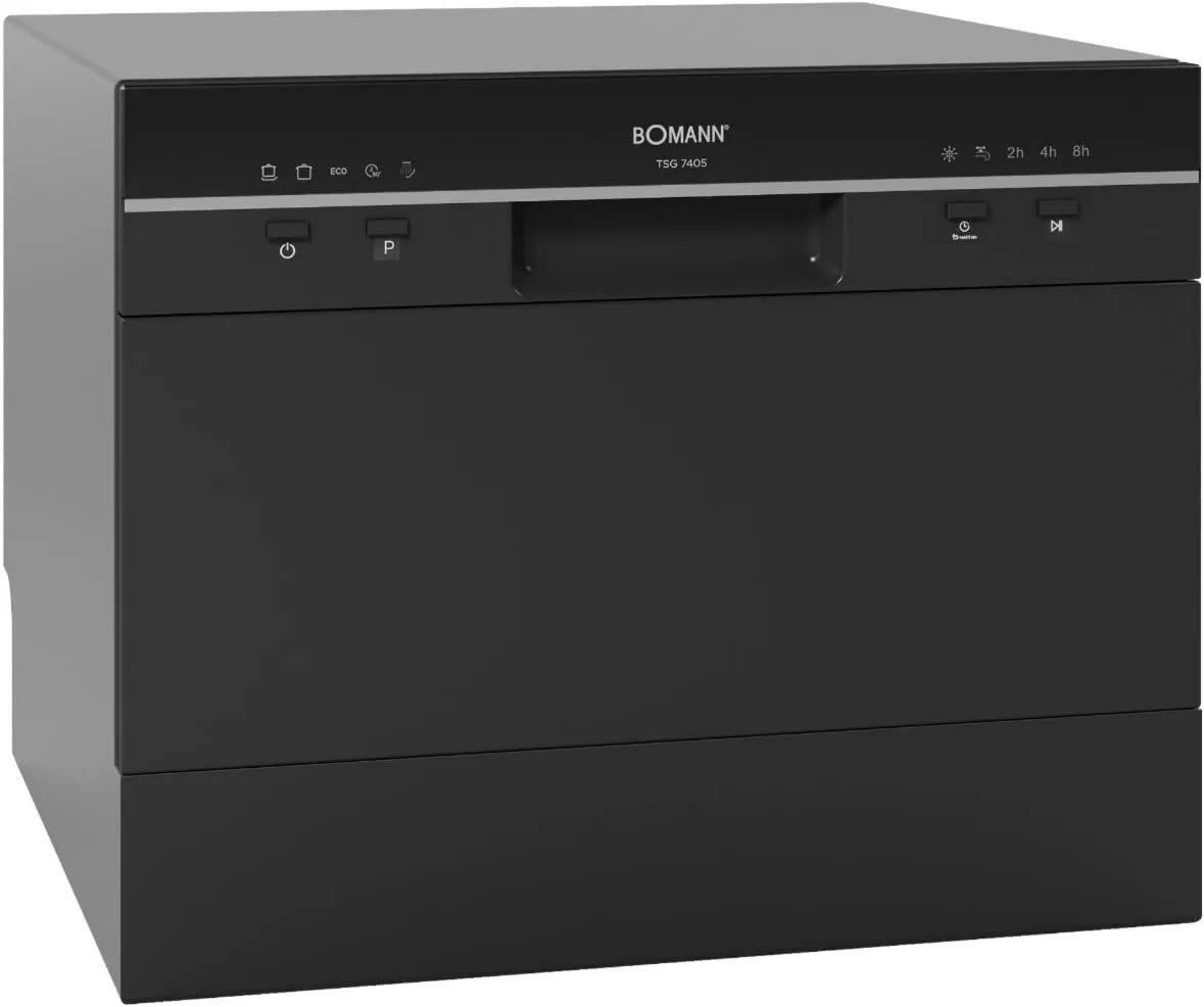 Bomann TSG7405 zmywarka, 47 dB, 240 V, 20 kg, 6 poziomów, praca automatyczna, Zmywarka kompaktowa -czarna, 6 poziomów ustawień, elegancki wygląd