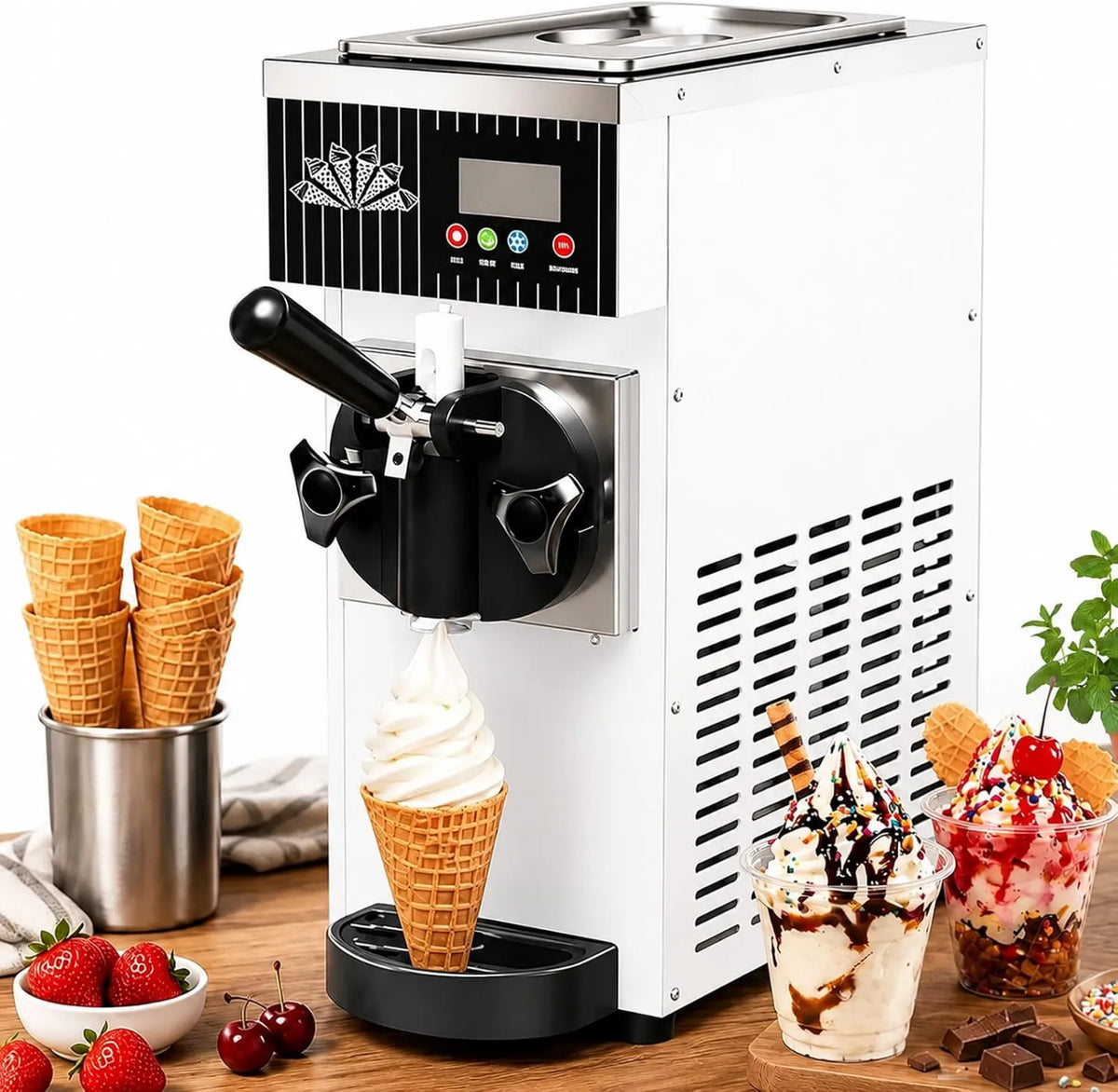 HCAUYNN, 4- 5 l / H kostkarka do lodu biały- 220 V, Krem, Elektryczna ekspres do kawy, 450 W, 220 V, LCD Screen, Profesjonalny, Restauracja, Biały 4-5 l/H biały-220 V
