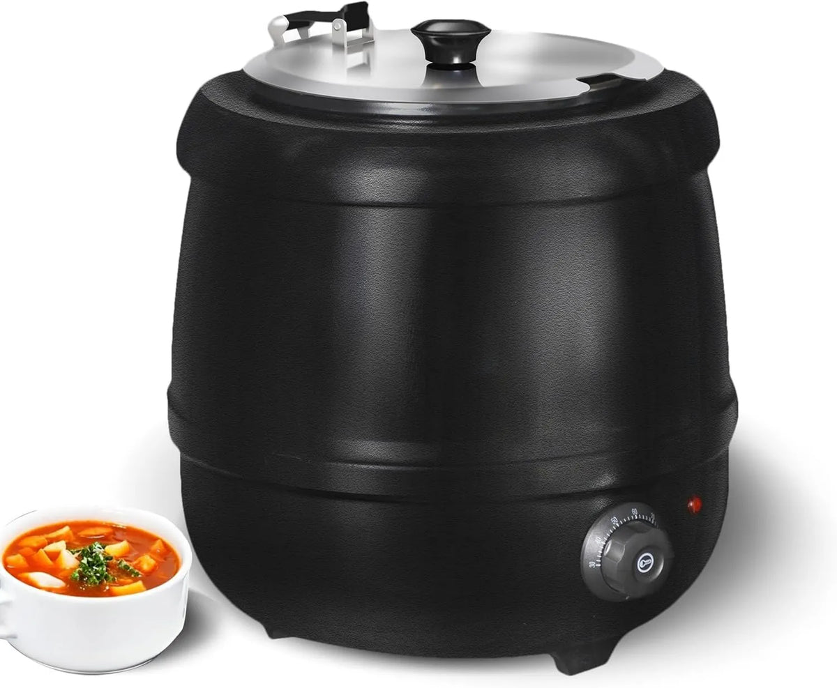 HAKKA FOOD PROCESSING, Buffet and Caterer, Ogrzewacz zupy z pokrywą zawiasową, do restauracji, Zupa elektryczna Hakka Marmite10 L, Regulacja temperatury od 30 do 85°C