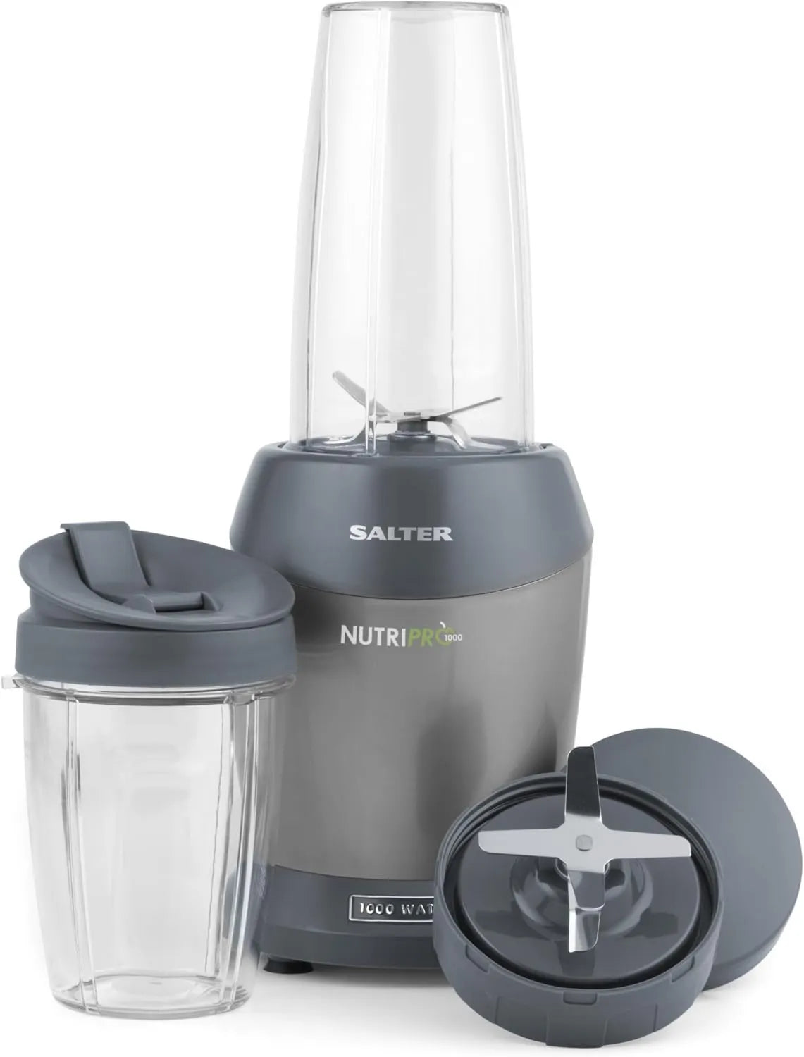 Salter blender kielichowy, Mikser, 1 l, 1000 W, ml / 1, dotyk, stal nierdzewna, 1 przycisk sterujący, 2 kubki nomadyczne 800 l, miska 1 l, bez BPA ml/1