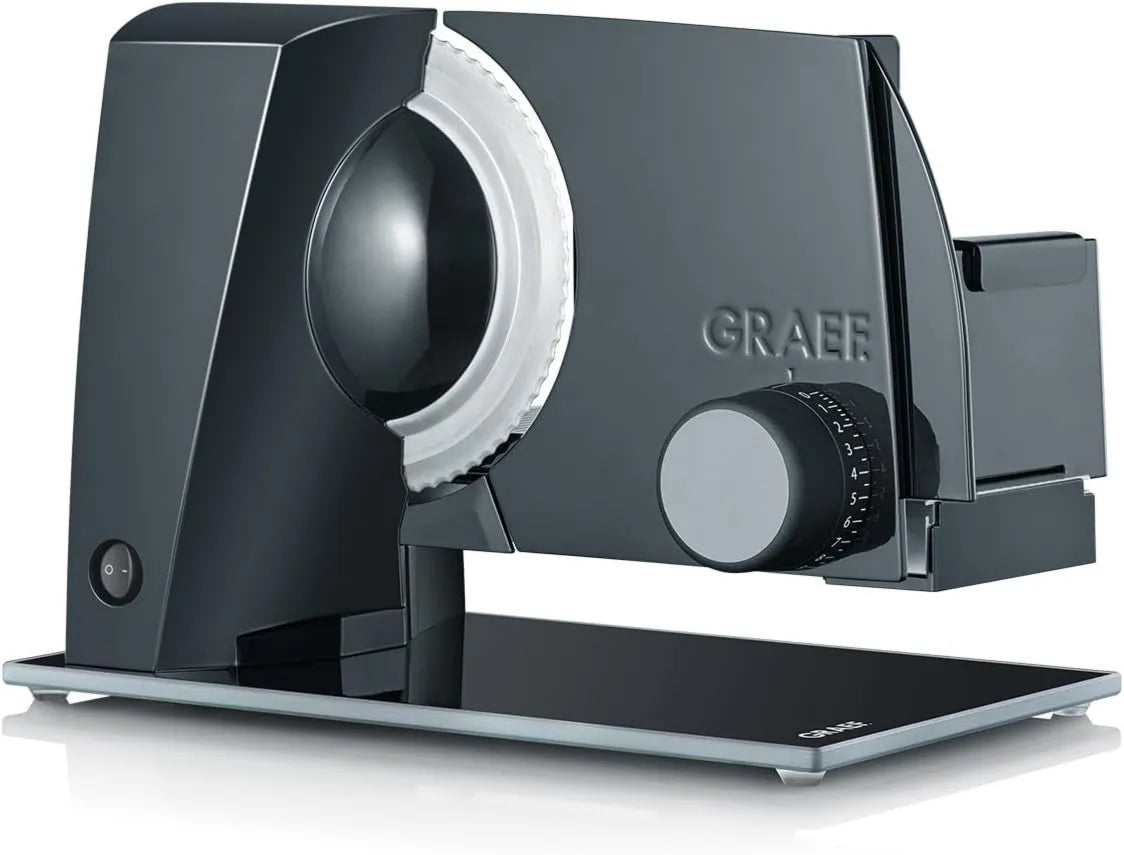 GRAEF. krajalnica, Bezpieczeństwo GRAEF S12002, czarny SLICER, regulowany krój 0- 20 mm, stal nierdzewna falista, płyta szklana