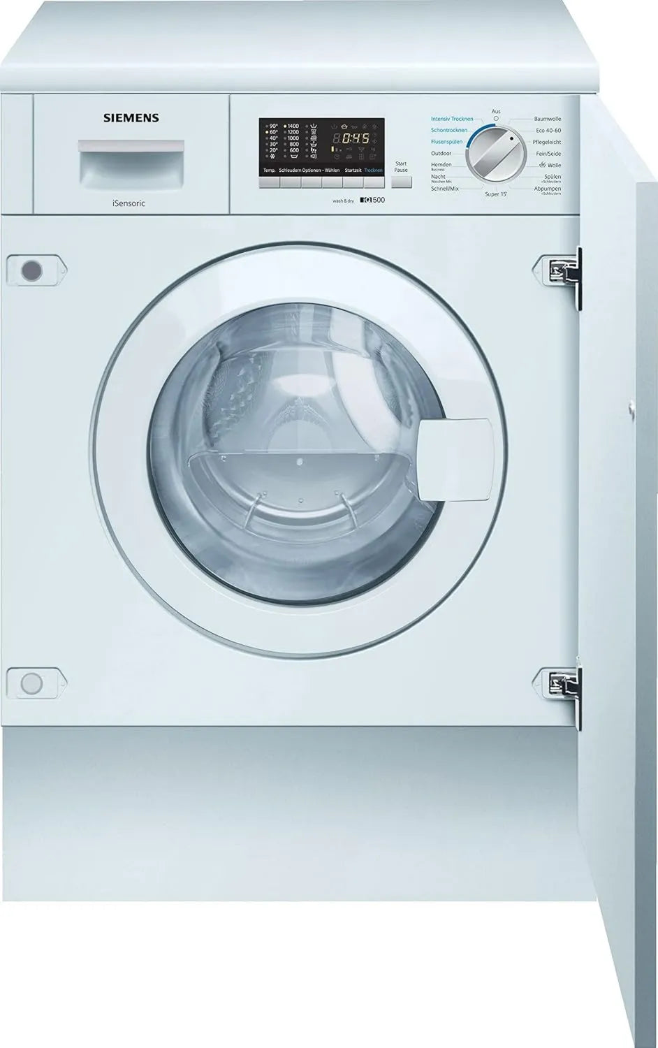 SIEMENS pralko-suszarka, iQ500 WK14D543 Pralka, 7 kg, do zabudowy, na zewnątrz, aquaStop, 1400 tr, min, Pojemność