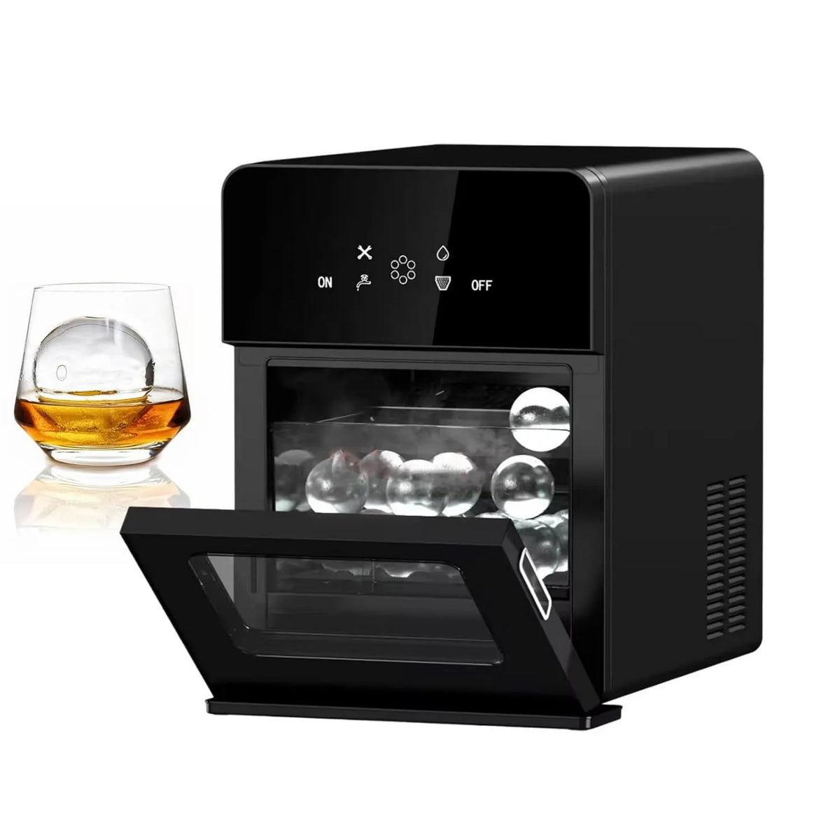 KAIKAFEI kostkarka do lodu, 1, 7 l, duży zbiornik, 4 szt. 5 cm Przezroczysty Ice Ball w 40 minut, Whisky Cocktail Counter