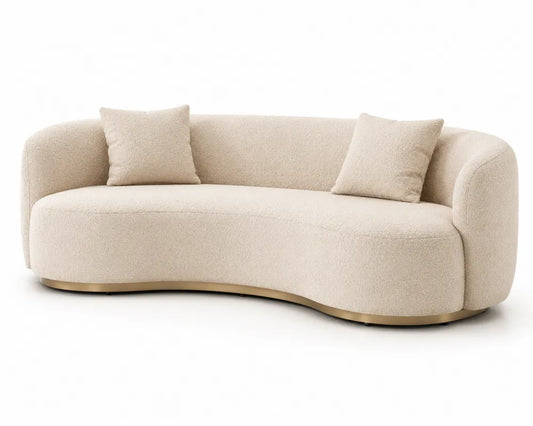 Sofa z tkaniny bouclé z drewnianą ramą 250 cm Beżowa