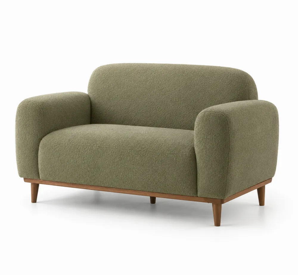 Dwuosobowa sofa z tkaniny ze sztucznej wełny, zielona