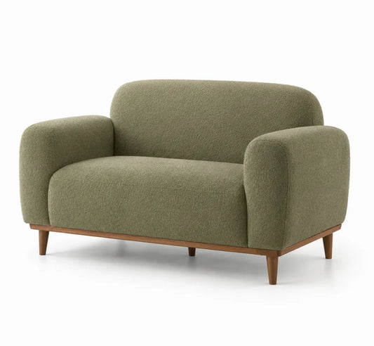 Dwuosobowa sofa z tkaniny ze sztucznej wełny, zielona