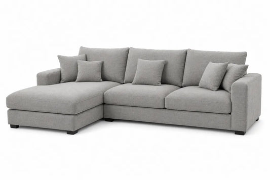 Sofa narożna z materiału bawełnianego szara 300 cm