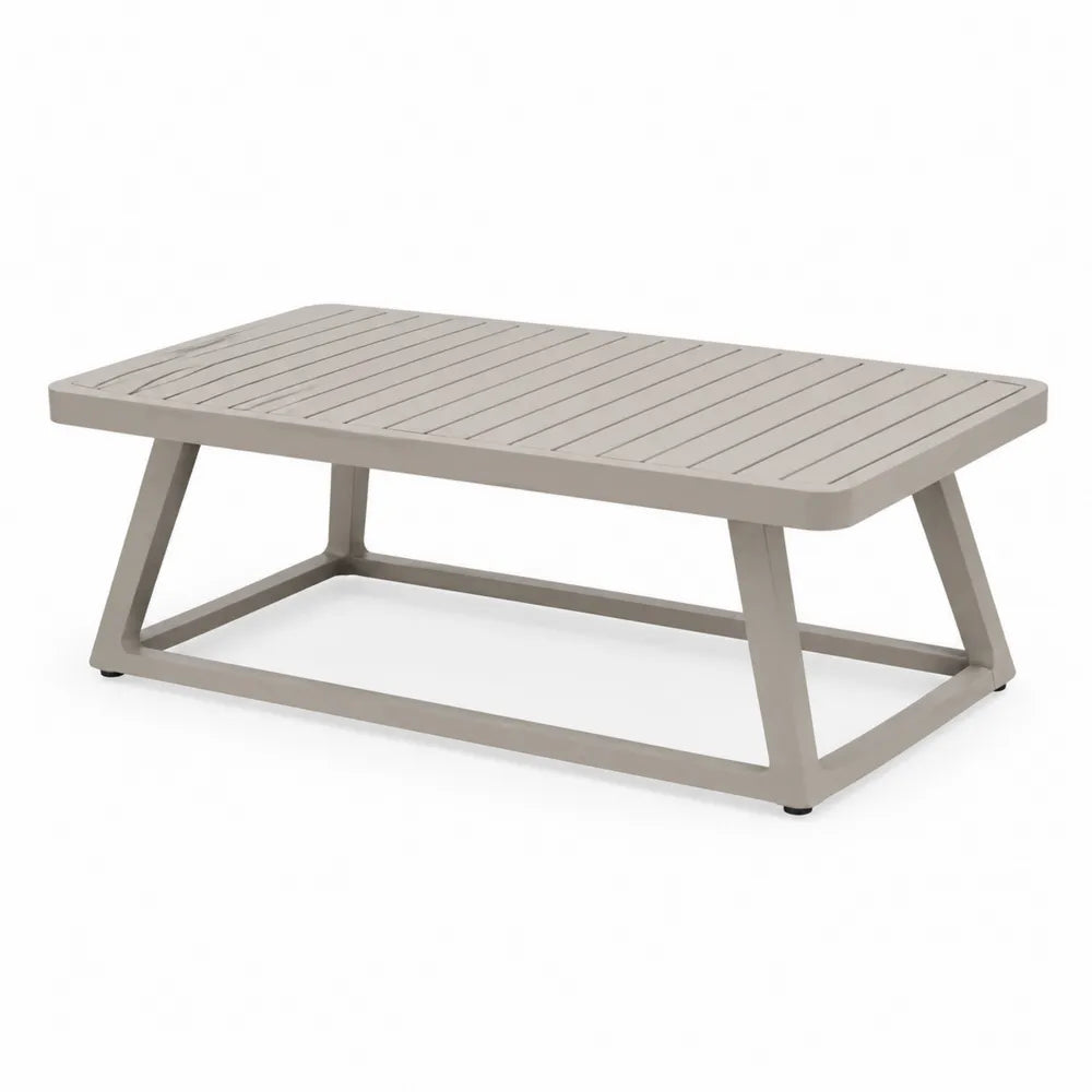 Prostokątny stolik aluminiowy beżowy 120x60 cm