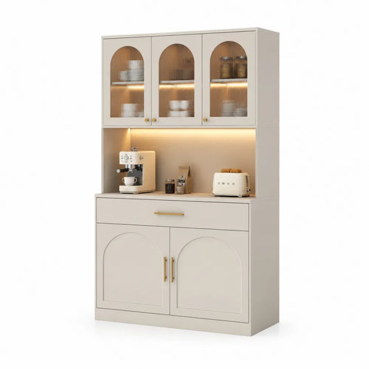 Kredens kuchenny z MDF i szkłem hartowanym Biały 200x180x45 cm