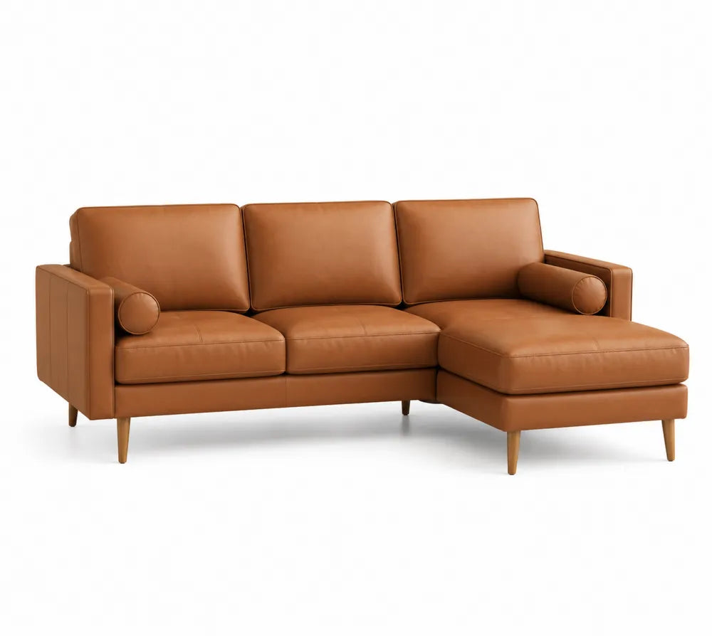 Skórzana sofa narożna brązowa