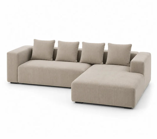 Sofa narożna tkanina bawełniana 290x160x85 cm Beżowy