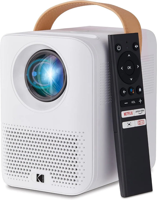 KODAK projektor, Inteligentna telewizja HD9, TV, WiFi, przenośne, do użytku na zewnątrz, Bluetooth, aplikacja, Android OS, biały, Inteligentny FLIK, Głośniki
