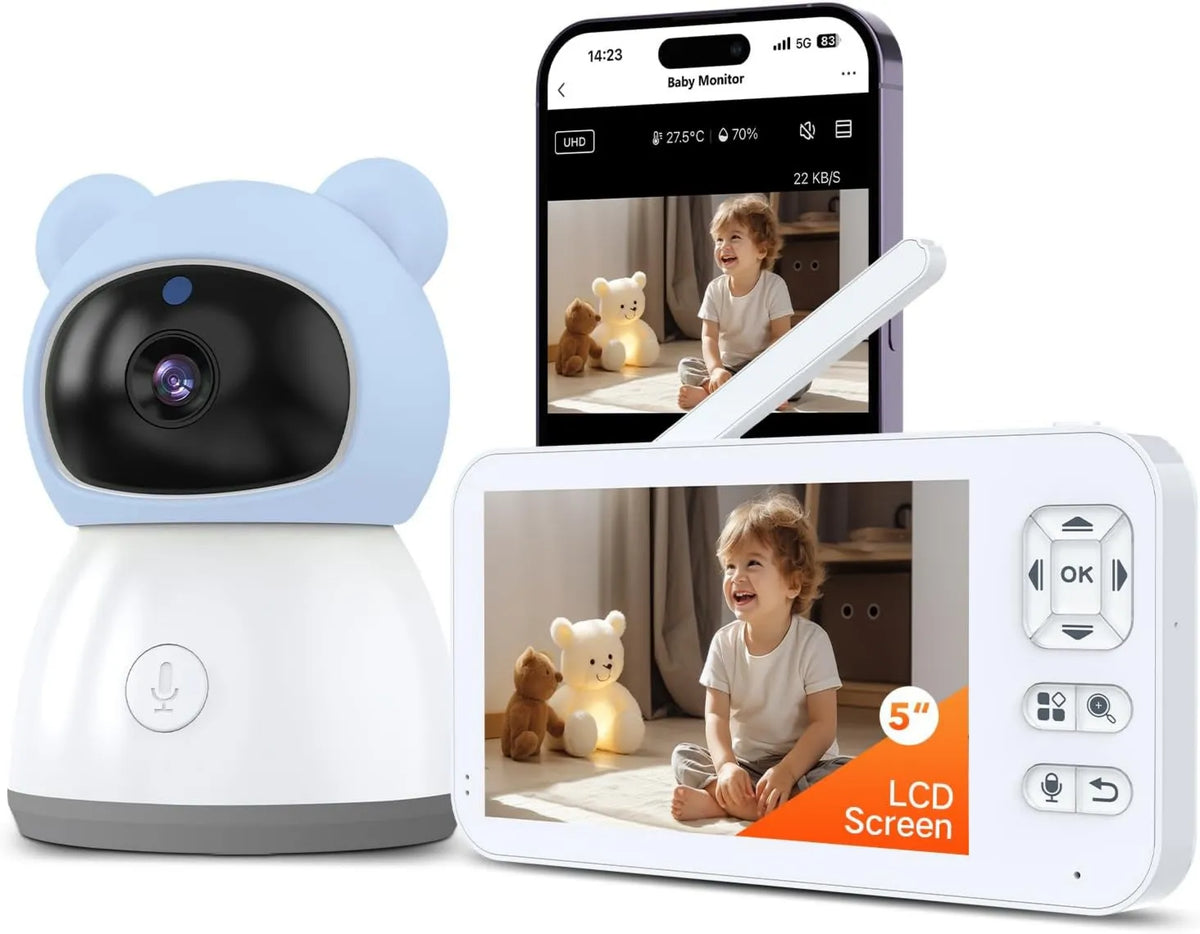 ACEBELL, 2K / 3MP Babyphone, Kamera, Monitor wideo dla dzieci, WiFi, Aplikacja 2K/3MP
