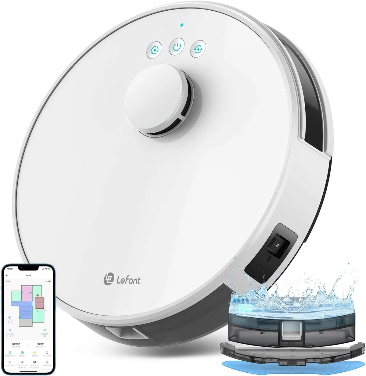 Lefant robot sprzątający, Lewant Robot odkurzacz, Wi-Fi, biały, podłączony przez Alexa / APP / WiFi