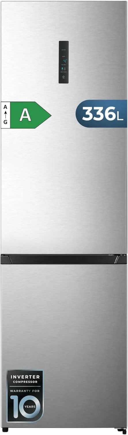 Cecotec lodówka do zabudowy, Bolero CoolMarket Combi Lodówka, 336 l, No Frost, Inwerter, Stal nierdzewna, Świeży Flex, Wilgotność Flex, Tryb inteligentny, Niska konsumpcja