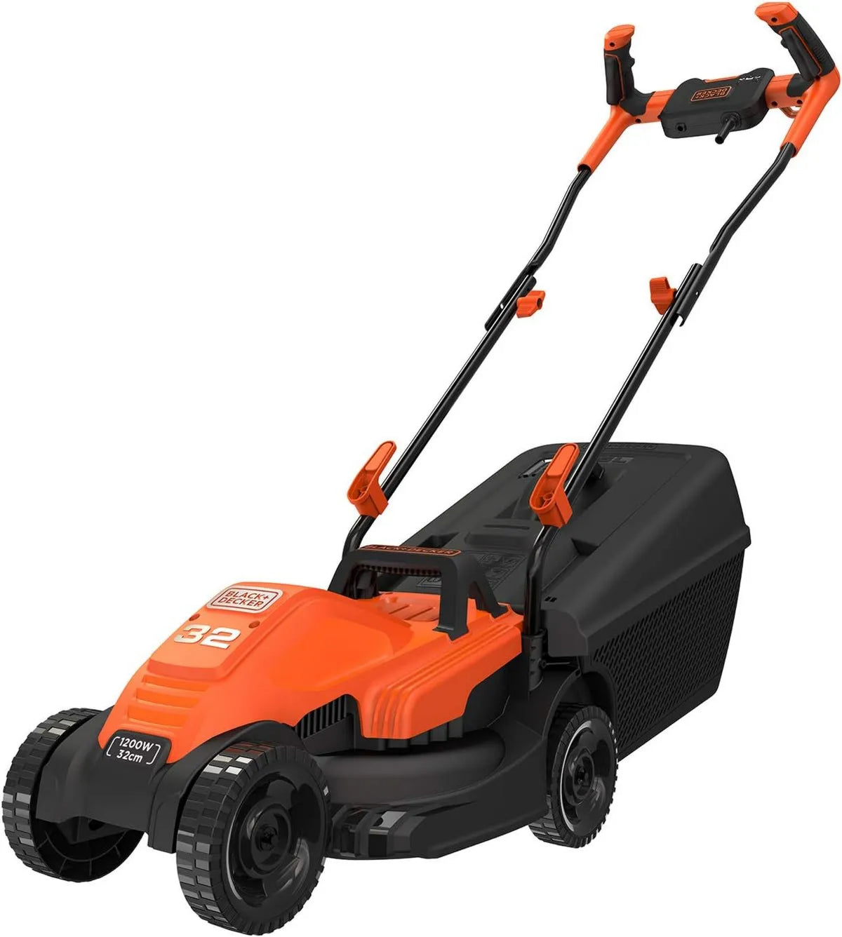 BEMW451BH kosiarka, 1200 W, 32 cm, Black+Decker Kosiarka elektryczna z uchwytem na kierownicę rowerową, szerokość cięcia 32 cm, pojemnik na trawę 35 l