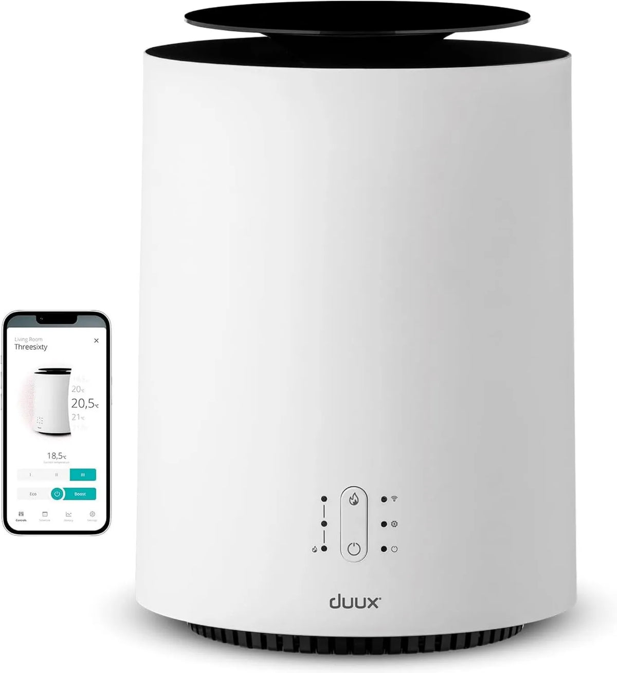 Duux, Elektryczny grzejnik, 1800 W, cichy, biały, ekonomiczny elektryczny z 1800 W mocy