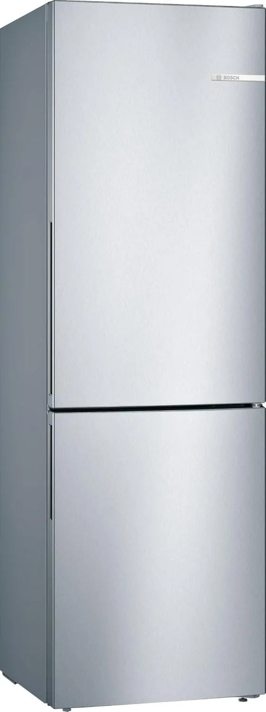 Bosch lodówka, KGV36VLEAS kombinowana, 214 l, 186 x 60 cm, oświetlenie LED, stal nierdzewna, z zamrażarką, VitaFresh, Seria 4, stojąco