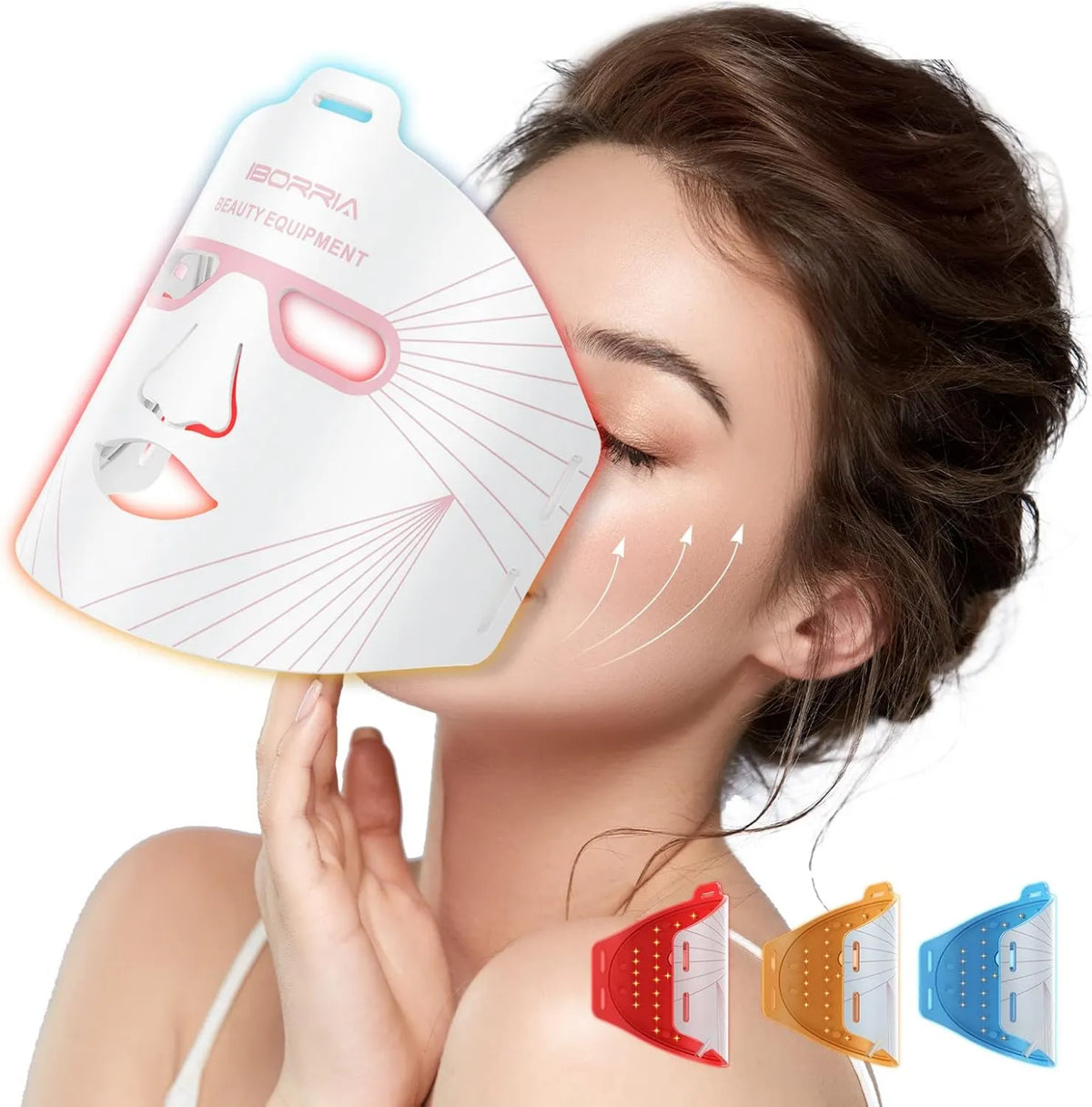 IBORRIA, Twarz LED Maska Luminoterapia 3 Kolory Terapia