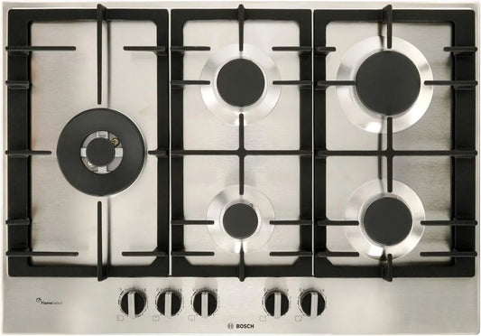 Bosch PCS7A5B90 płyta gazowa, 4 stref, 75 cm, stal nierdzewna, Serie 6 płyta kuchenna Stal nierdzewna Wbudowany Gaz 4 stref