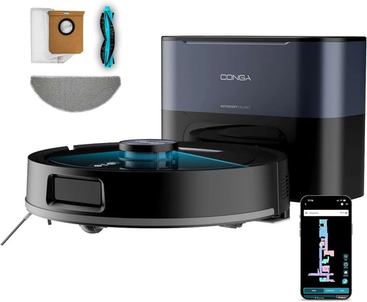 Cecotec robot sprzątający, Y60 Odkurzacz Robot, 3 l, WiFi, Bluetooth, aplikacja, czas pracy 200 Min, Kontrola aplikacji, 13000 Pa, worek kurzu 3 l