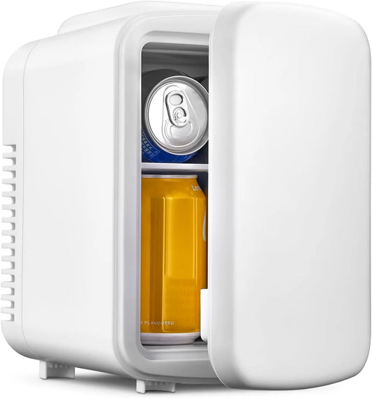 Yabano minilodówka, Lodówka, 4 l, przenośne, białe, elektryczne urządzenia chłodnicze, Mini przenośna lodówka 4 litry 6 puszki
