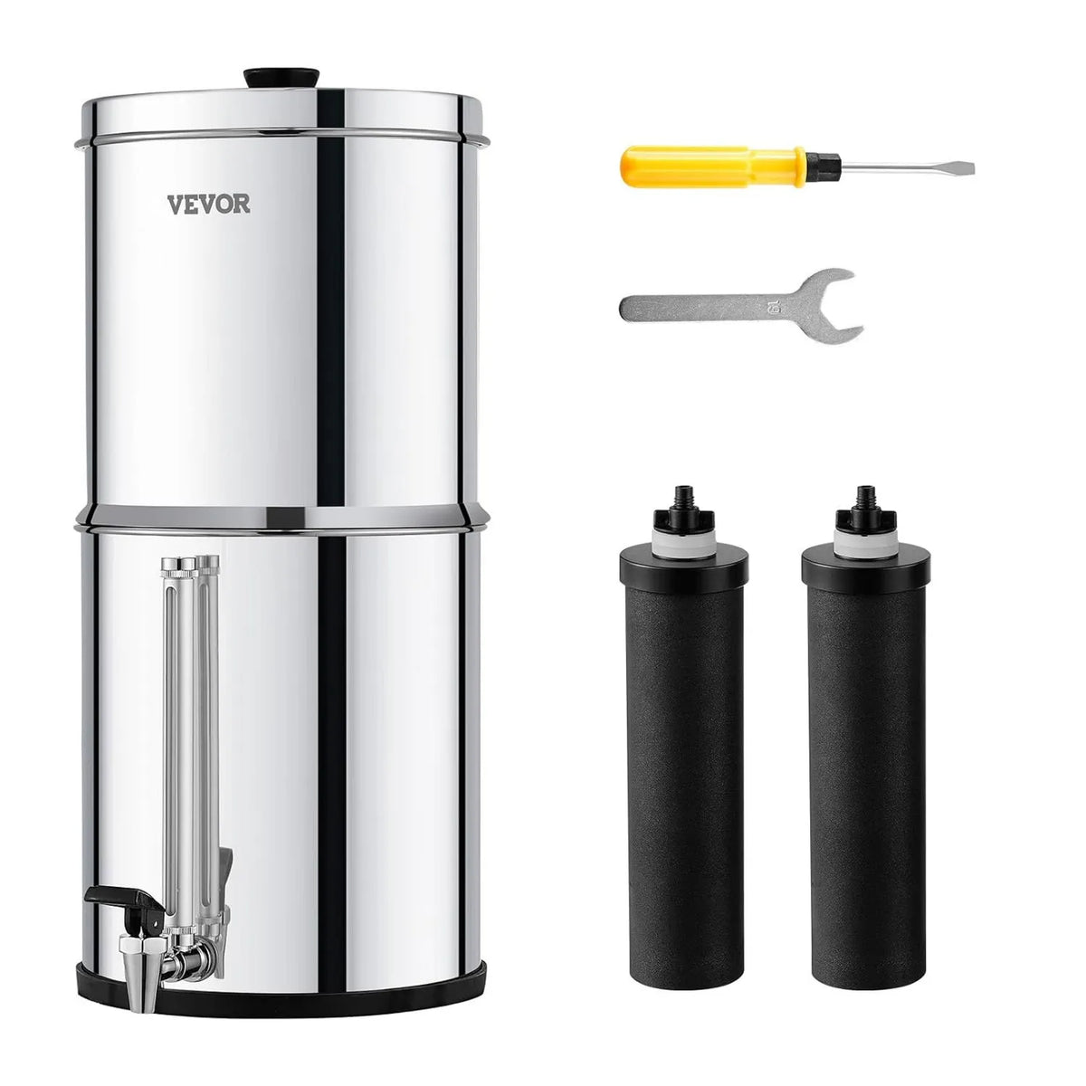 VEVOR, Kuchnia Bateria, 8.5 l, Kemping, Stal nierdzewna, System filtrowania wody przez Gravity 8.5 l, Stal 304, 2 Filtry węglowe