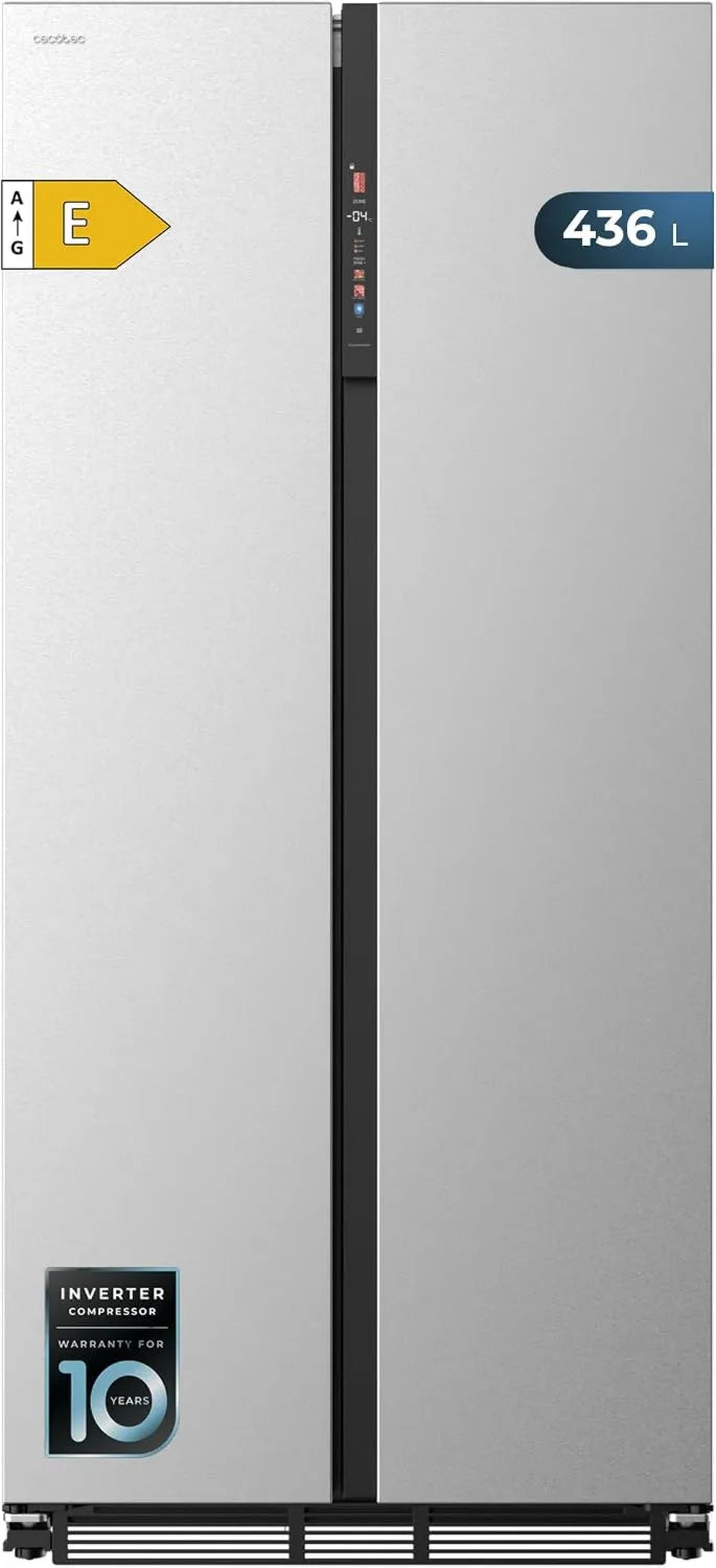Cecotec SBS 436 lodówka, No Frost, technologia No Frost, Amerykańska lodówka Bolero CoolMarket SBI Inox E. 436L, Total No Frost, szybkie chłodzenie