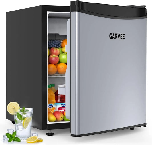 GarveeLife minilodówka, Chłodziarka, 45 l, 0 do 18°C, 41 dB, tłumik, stal nierdzewna, 5 poziomów temperatury, drawer roślinny, szybkie chłodzenie, Idealny pokój