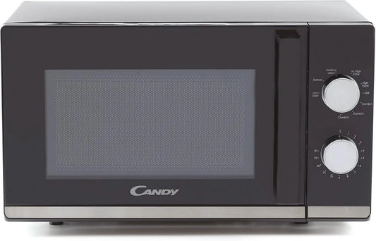 CANDY, CMG20TNMB Kuchenka mikrofalowa, 24, 5 cm, 20 l, 700 W, grill, rozmrażanie, czarna, czarna i srebrna