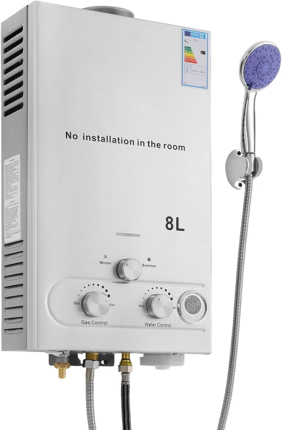 YUYUZI, Grzejnik elektryczny, 8 l, 16 kW, kemping, chwilowy podgrzewacz wody LPG, ≥ 80, 8, pojemność 8 l