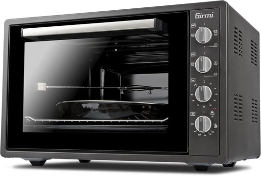 Girmi mini piekarnik, Piec elektryczny, 58 l, 1800 W, FE58, licznik czasu, grill, szary, 300°C, oświetlenie wewnętrzne, Podstawowe funkcje, Akcesoria wliczone