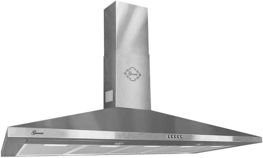 Gurari okap kuchenny, Okap próżniowy, 120 cm, 1000 m3 / h, ewakuacja i recykling, oświetlenie LED, 3 prędkości, zewnętrzna, instalacja ścienna m3/h