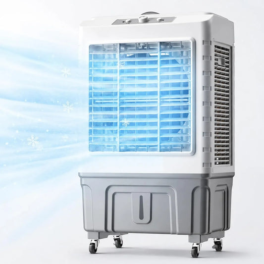 JXYQZD, Klimatyzator przenośny, 60 l, przemysłowe, 3 prędkości, duży zbiornik, profesjonalny, 120 °, duża dyfuzja powietrza Kąty, do użytku domowego