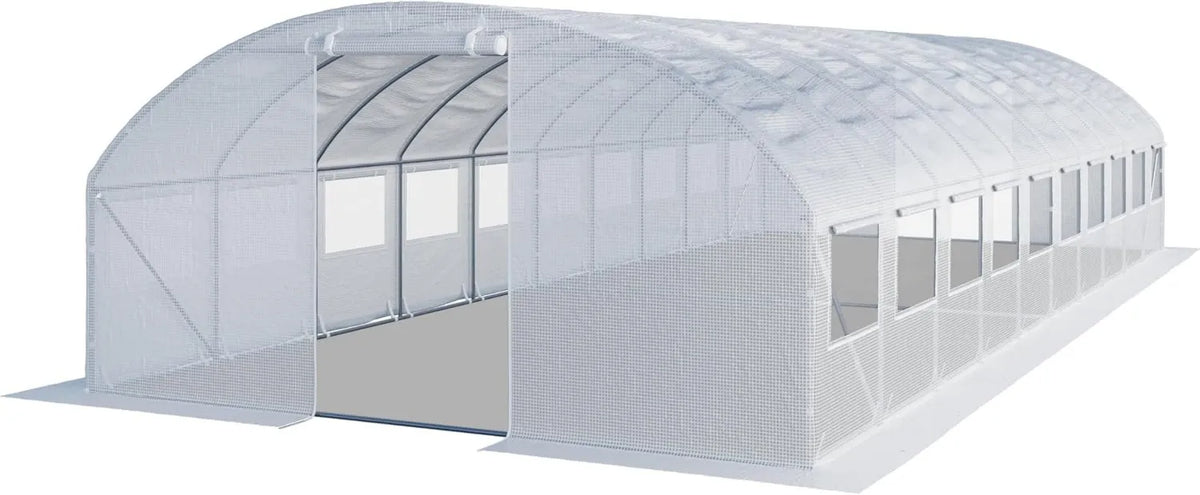 TOOLPORT Tunel foliowy Szklarnia foliowa 4x10m z oknami, 180 g, Plandeka PE o gramaturze 180g/m2 biały przezroczysta